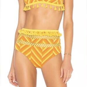 NWT Tularosa Swim Elias Yellow Tassel Bikini Bottom Large